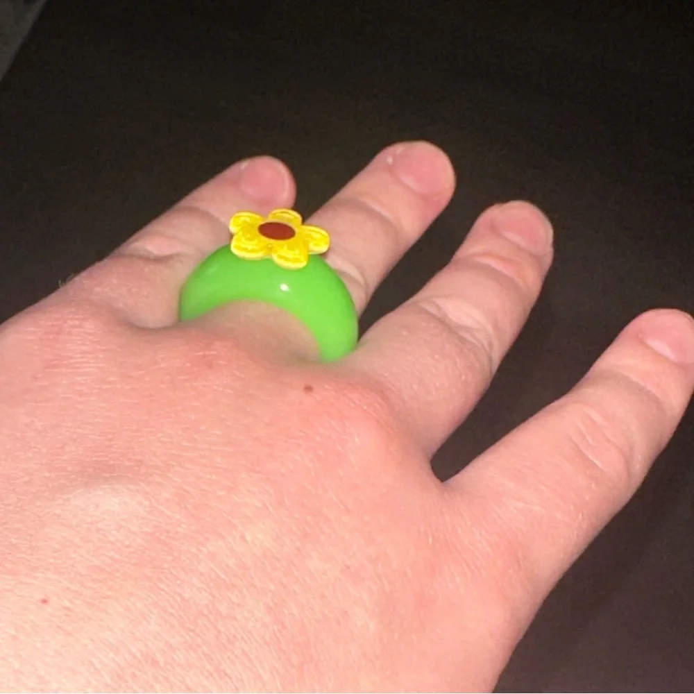 ASOS DESIGN Yellow + Green Flower Ring